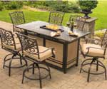 Bar height Fire Table Set with 6 Chairs