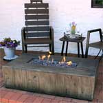 Rustic Gas Fire Pit with Wood-Look and Coffee Table Height