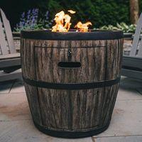 Wine Barrel Fire Pit Runs on Propane Gas, has Instant Ignition, Glass Beads