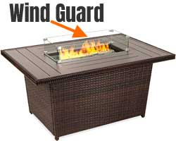 Gas Fire Pit Table with Glass WInd Guard