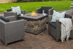 Livingston Fire Pit Table with 4 Club Chairs