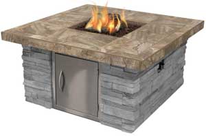 Cal Flame Stacked Stone Fire Pit Table - Propane or Natural Gas