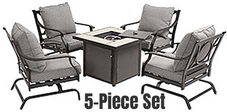 5-Piece Fire Pit Set with Fire Table and 4 Rocking Chairs