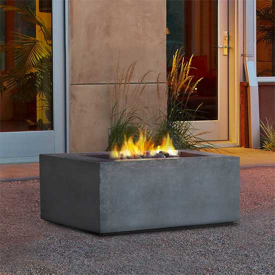 Baltic Square Fire Pit Table with Concrete Look and Cover