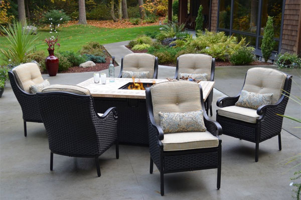 Estrada Wicker Fire Dining Set