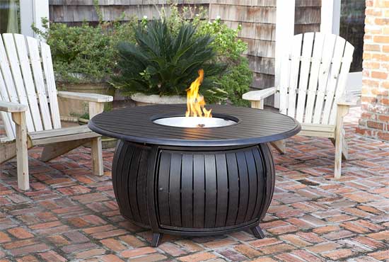 Fire Sense Extruded Aluminum Fire Pit Table in Bronze with White Fire Glass