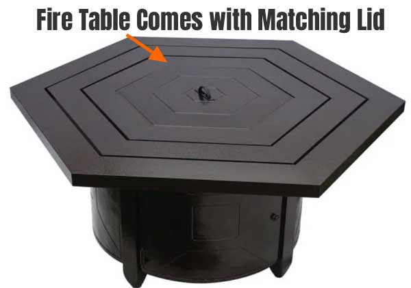 Table Includes Matching Fire Bowl Lid Cover