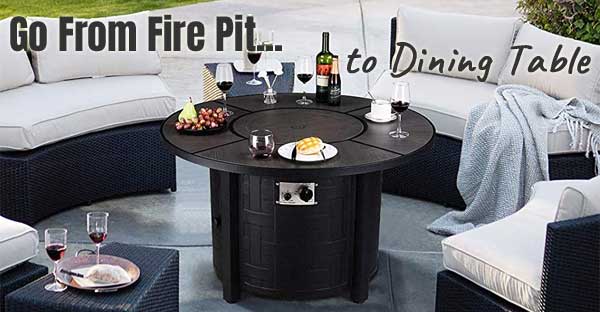 Round Fire Pit and Dining Table in One 