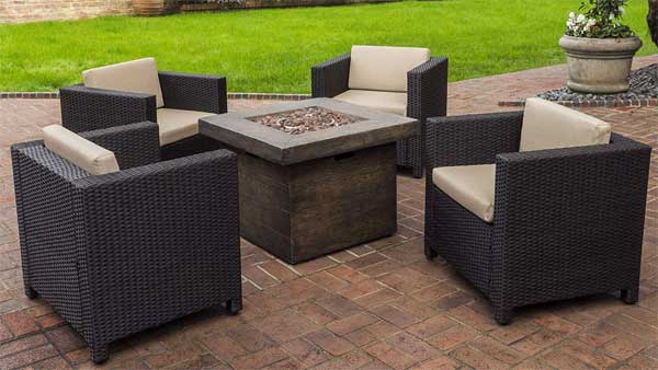 Fire Pit Table Club Chair Set