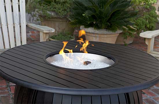 Fire Sense Gas Fire Pit Table with Fire Glass