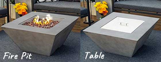 Square Concrete Fire Table with Lid