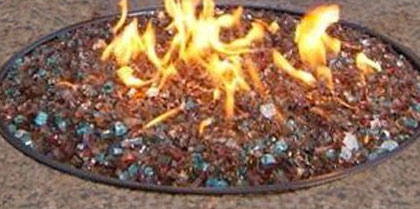 Close Up of Fire Glass in Oriflamme Fire Pit 