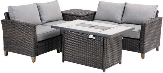 Grand Patio Fire Pit Set with 2 Outdoor Sofas