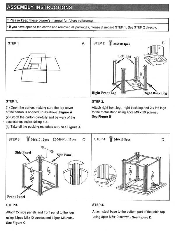 Lara Fire Pit Table Assembly Instructions