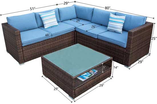 Outdoor Sofa Set Dimensions for Sectional Sofa and Fire Pit Table
