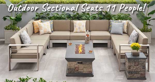 Outdoor Sofa Set With Fire Pit A, Patio Furniture Sectional With Fire Pit