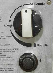 Electric Starter and Gas Adjustment Knob on the Pablo Fire Pit Table