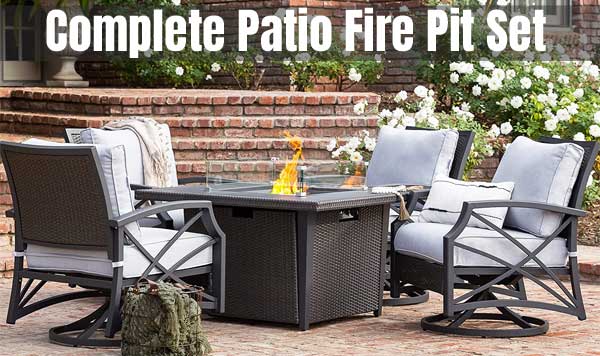 Complete 5-Piece Patio Set with Fire Pit Table