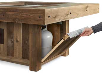 20 lb Propane Gas Tank Compartment Concealed Underneath Fire Pit Table