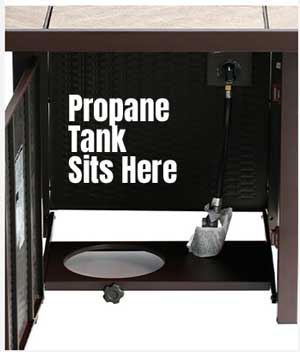 Hidden Propane Tank Storage Area Under Fire Table