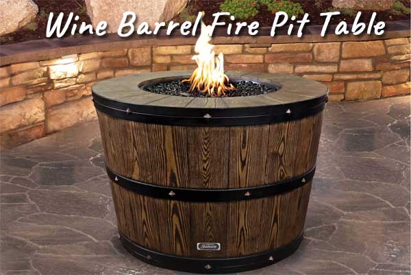 Vineyard Wine Barrel Fire Pit Table, Barrel Fire Pit Propane