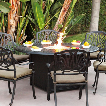 Round 7-Piece Fire Pit Table Set