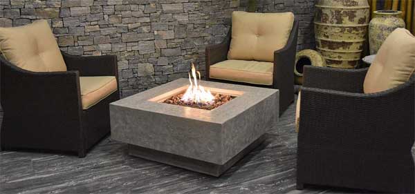 Square Concrete Fire Pit with Lava Rock