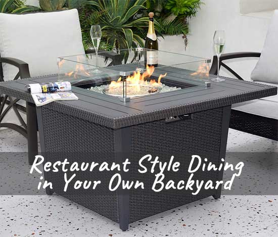 Square Propane Fire Pit Table - restaurant Style Dining in Your Own Backyard