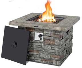 Stacked Stone Fire Pit with Lid Cover