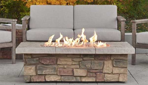 Sedona Stacked Stone Fire Table, Stacked Stone Gas Fire Pit