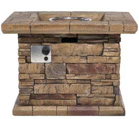 Stonecrest Propane Fire Pit Table with Stacked Stone, Lava Rock, Electronic Ignition