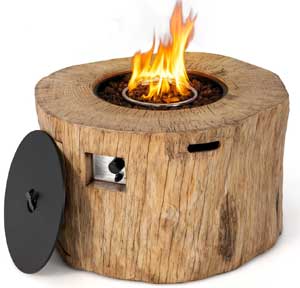 Stump Fire Table with Lid