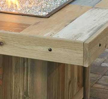 Close Up of Vintage-Looking Weathered Wood on Fire Pit Table