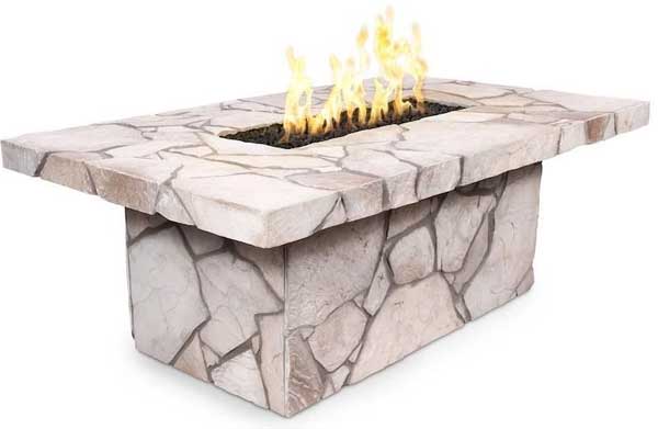 White Flagstone Fire Pit with Table