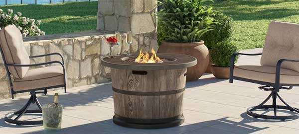 Hampton Bay 36-inch Bromo Wine Barrel Fire Table
