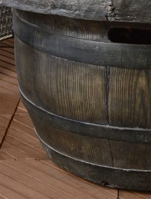 Wood Grain Close-Up on Barrel of Vineyard Fire Pit Table