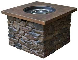 Yosemite Faux Wood and Stone Gas Fire Pit Table